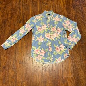 Polo by Ralph Lauren Floral Hawaiian Hibiscus S Blue Pink Green